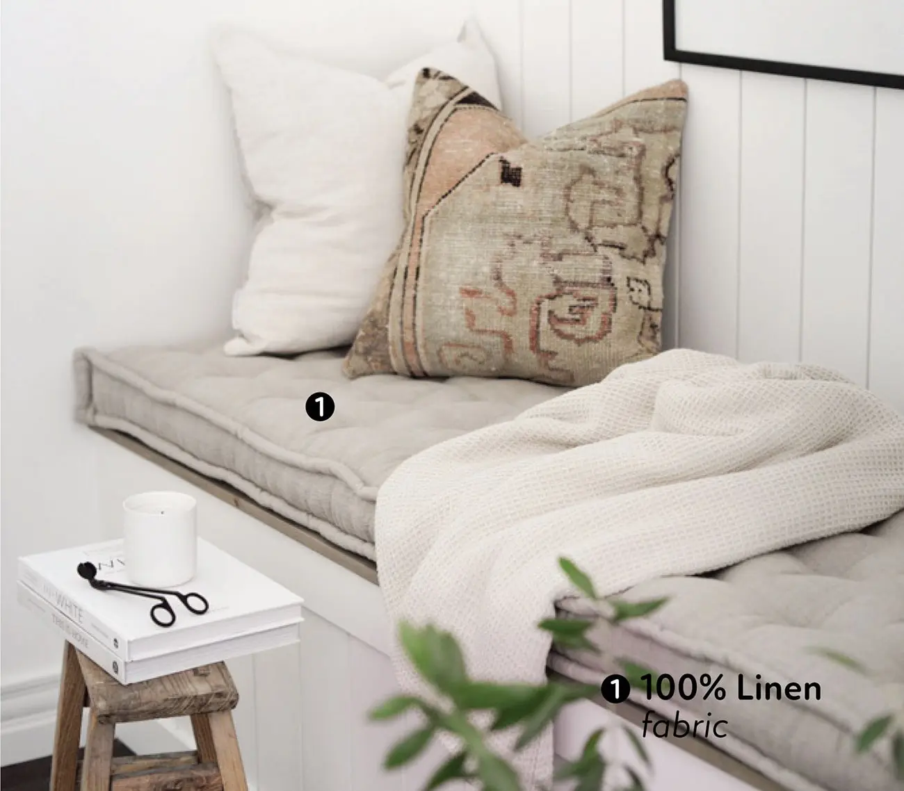 36 x 24 x 3 Hand Tufted Cushion in Custom Fabric Choices