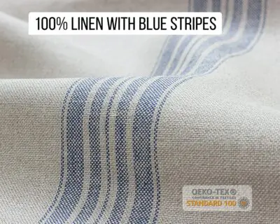 Linen fabric with blue stripes
