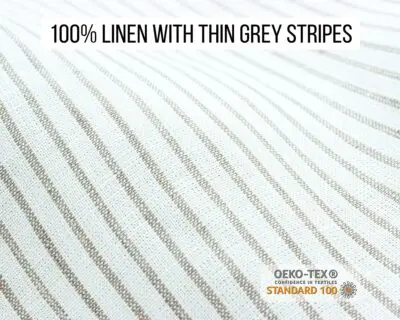 Linen fabric with thin grey stripes
