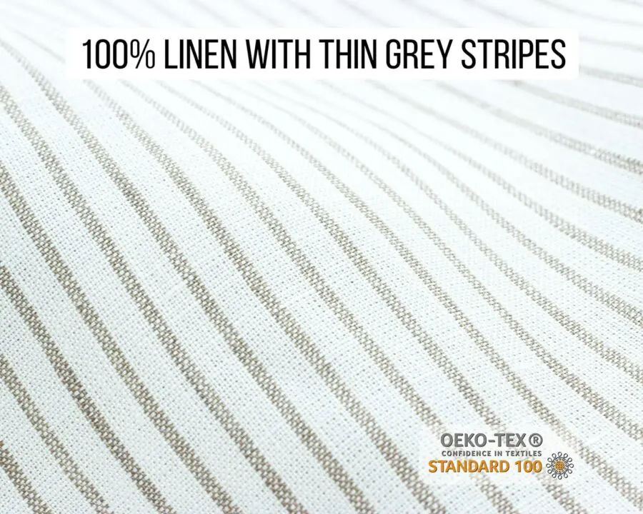 Tejido de lino con finas rayas grises