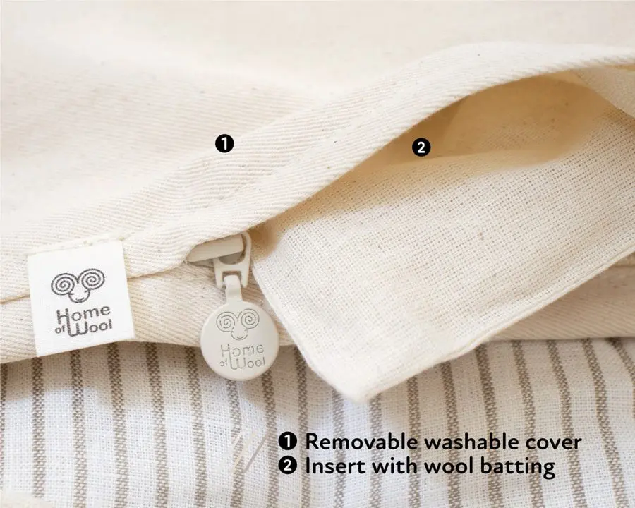 Home of Wool Luonnollinen myrkytön villatäytteinen vauvan pinnasängyn puskuri - tekstuuri yksityiskohtaisesti