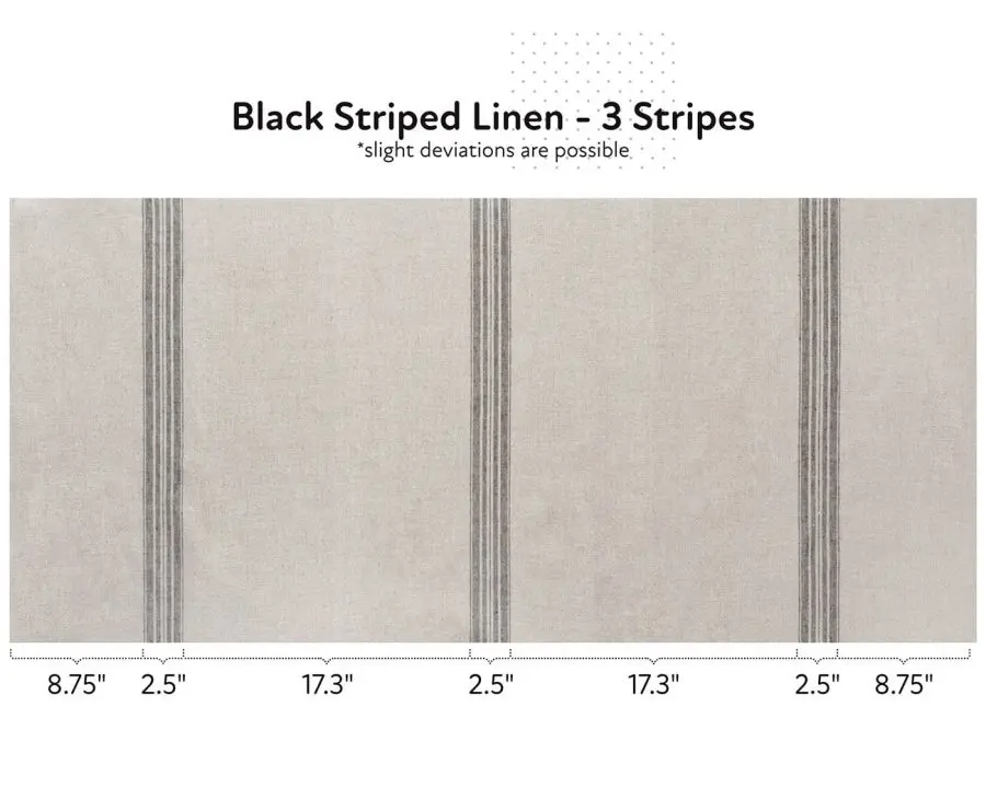 Natural linen fabric with black stripes - 3 stripes