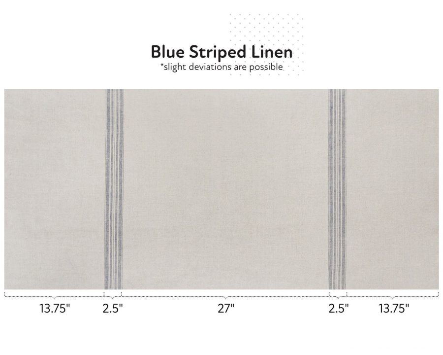 Natural linen fabric with blue stripes