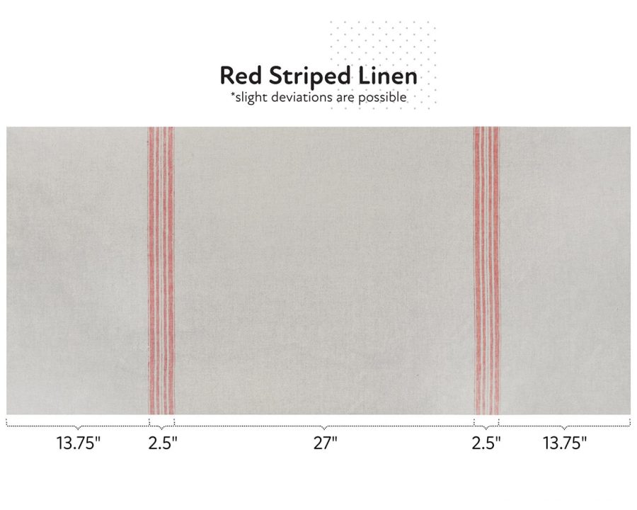 Natural linen fabric with red stripes