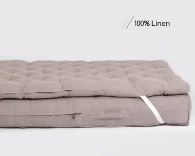Home of Wool Wool Mattress Topper with linen cover fabric