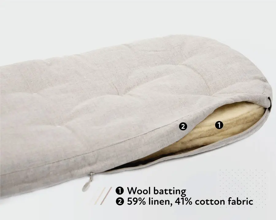 Home of Wool -Wool Moses Bassinet Mattress + Silk Slip Cover detail