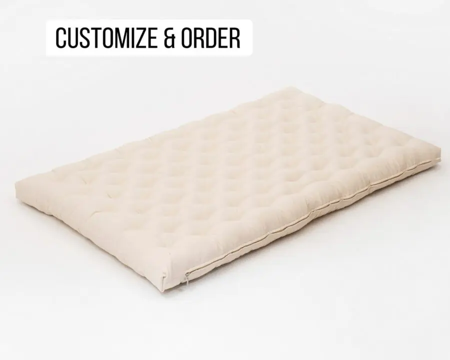 Home of Wool crib topper with natural wool filling (non-toxic top mattress)