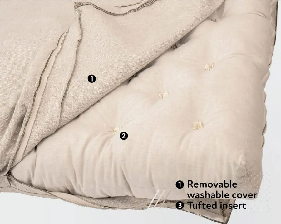 Materasso futon Home of Wool con imbottitura in lana naturale - dettaglio cuscino interno