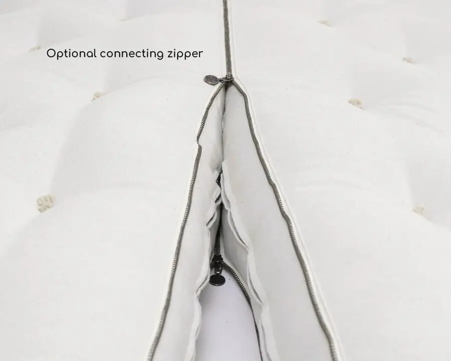 Home of Wool split mattress in 2 side by side pieces - connecting zippers
