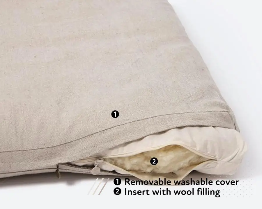 natural pillow-like pet bed open cover