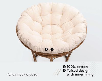 Home of Wool papasan chair cushion with cotton cover and tufted design