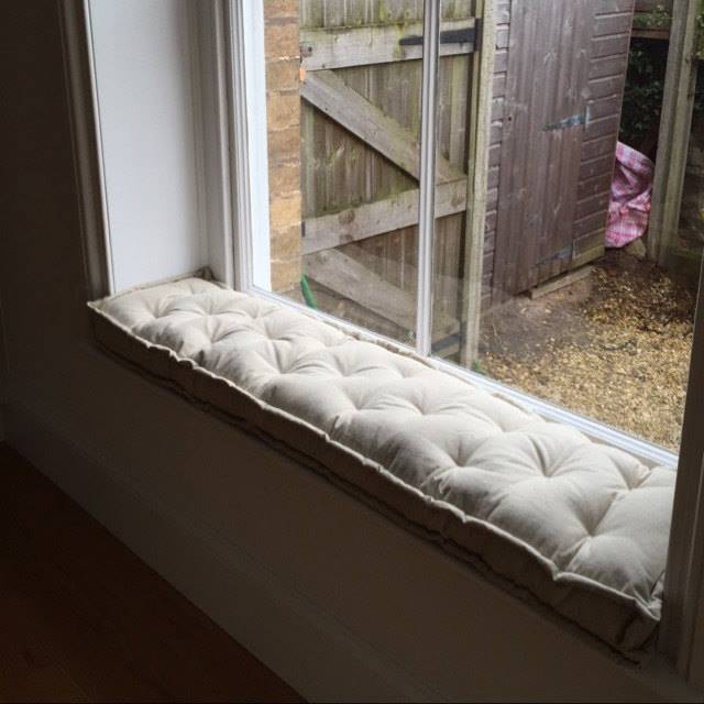 Home of Wool Wool-Filled Tufted Window Seat Cushion for Sarah