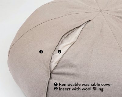 Home of Wool Natural Round Bean Bag Chair with Linen cover-inner cover detail