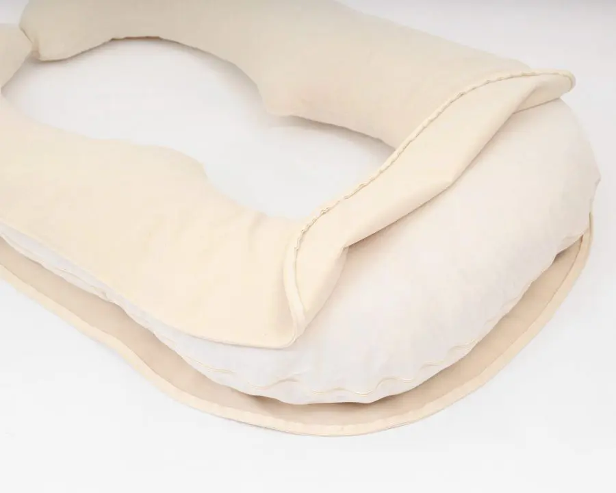 Home of Wool - U-shaped pregnancy pillow with natural wool stuffing stuffing - cover taken off