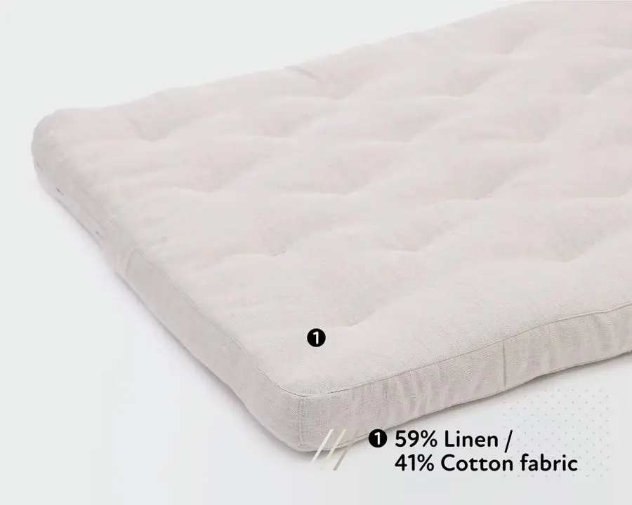 Home of Wool all-natural mini crib wool mattress with linen cotton blend fabric cover