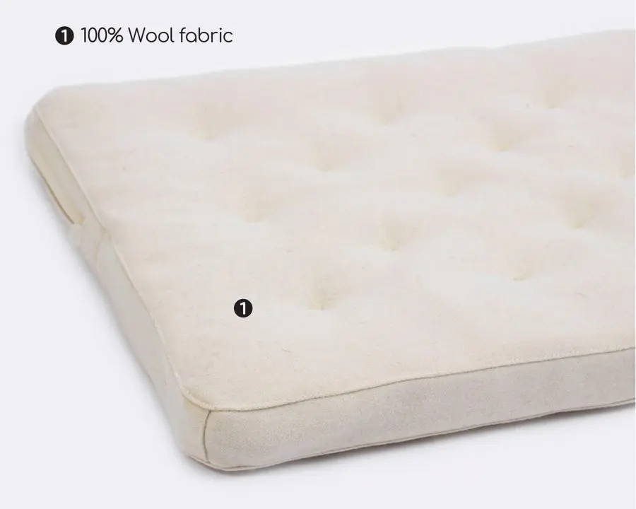 Home of Wool all-natural mini crib wool mattress with virgin wool fabric cover