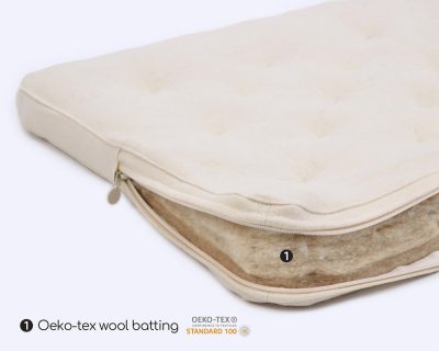 Home of Wool mini crib wool mattress - wool batting detail