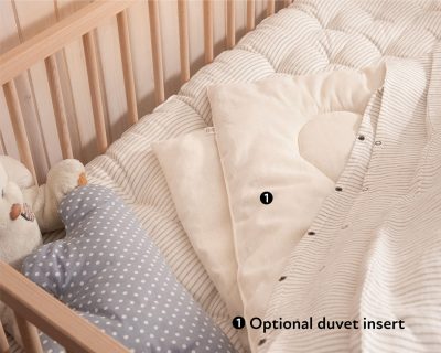 Natural Wool Kids Duvet Cover and Wool Duvet in a Crib