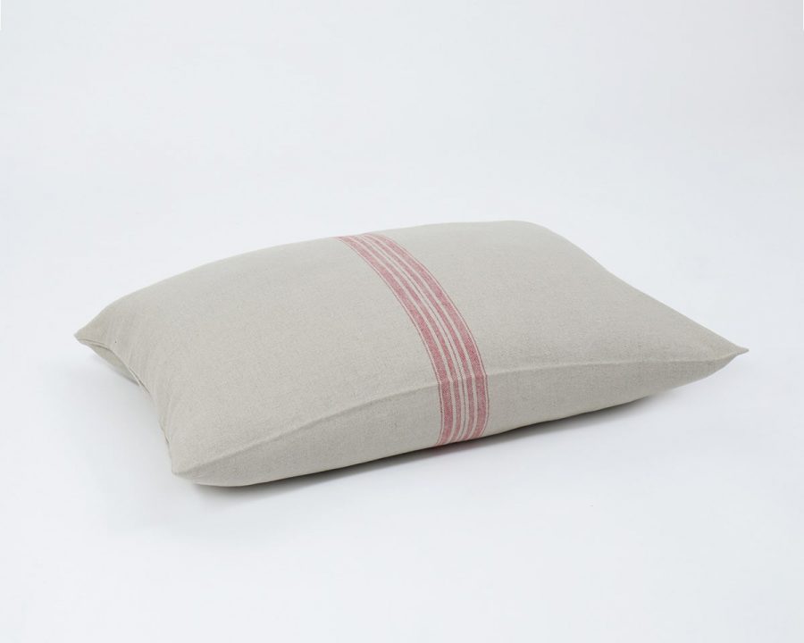 Home of Wool Pillowcase / 100% Linen Fabric with Red Stripes