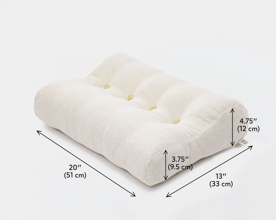 Home of Wool natural ergonomic wool pillow - measurements