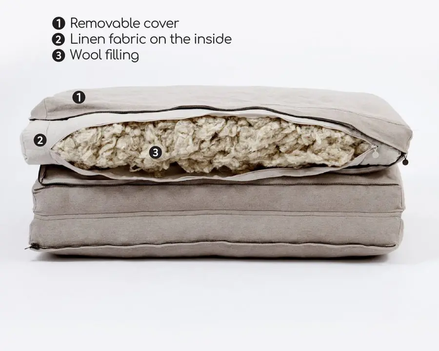 Home of Wool natural foldable mattress - stuffing detail