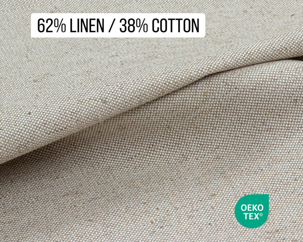 62% linen and 38% cotton close up