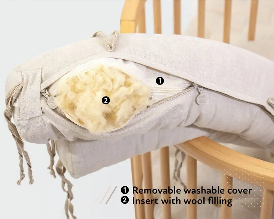 Home of Wool all-natural wool bed snake pillow - wool stuffing detail