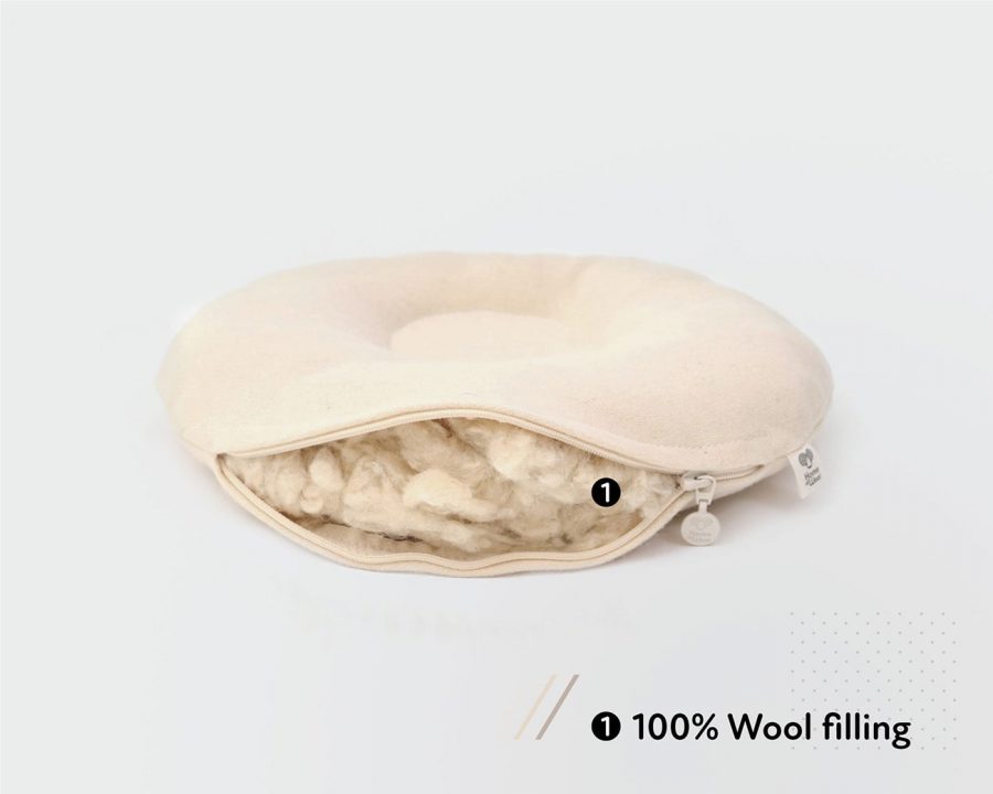 Home of Wool natural baby sleep pillow with certified wool stuffing