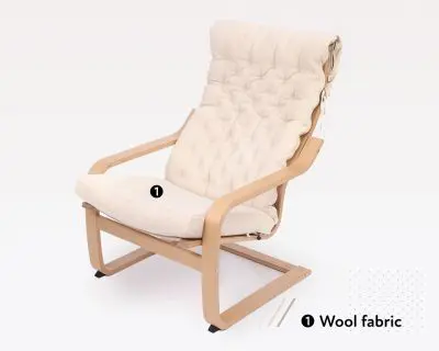 Home of Wool sedia poang con rivestimento in tessuto di lana
