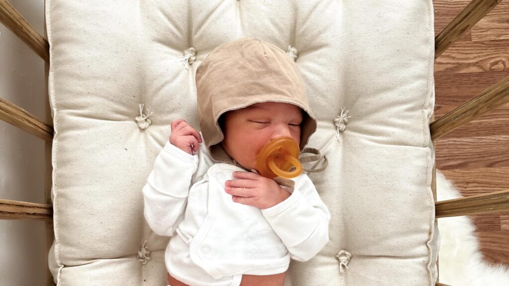 sleeping baby on wool mattress