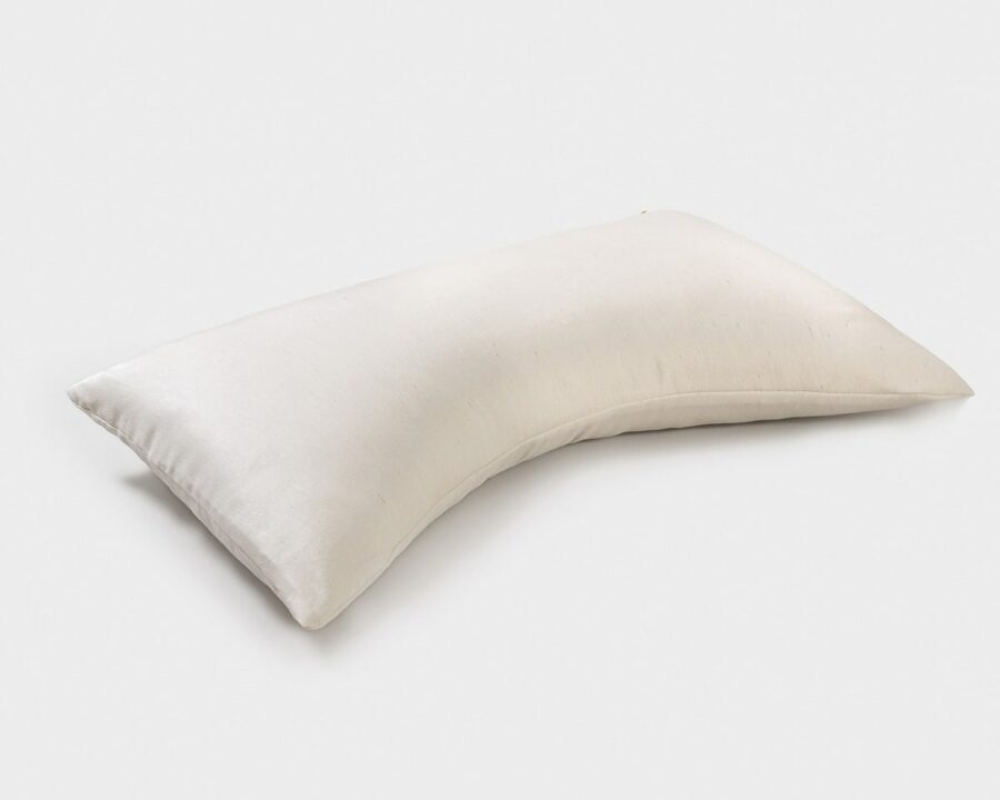 Home of Wool Curved Wool Pillow and Pillowcase for Side Sleepers with silk cover
