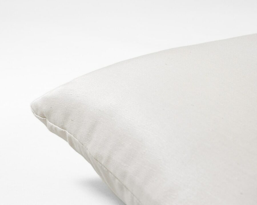 Home of Wool Curved Wool Pillow and Pillowcase for Side Sleepers with silk cover - close up