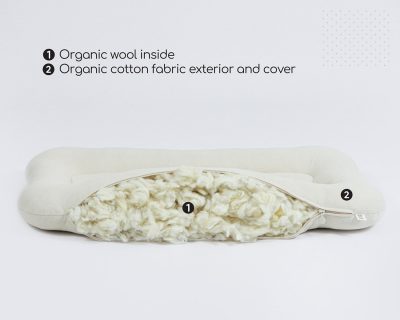 Home of Wool Organic Wool Bed Sharing Cushion with Removable Cover - details