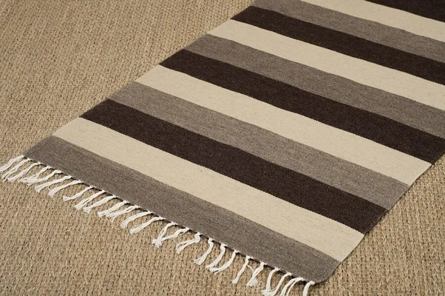 Home of Wool Flat Woven Wool Rug with stripes