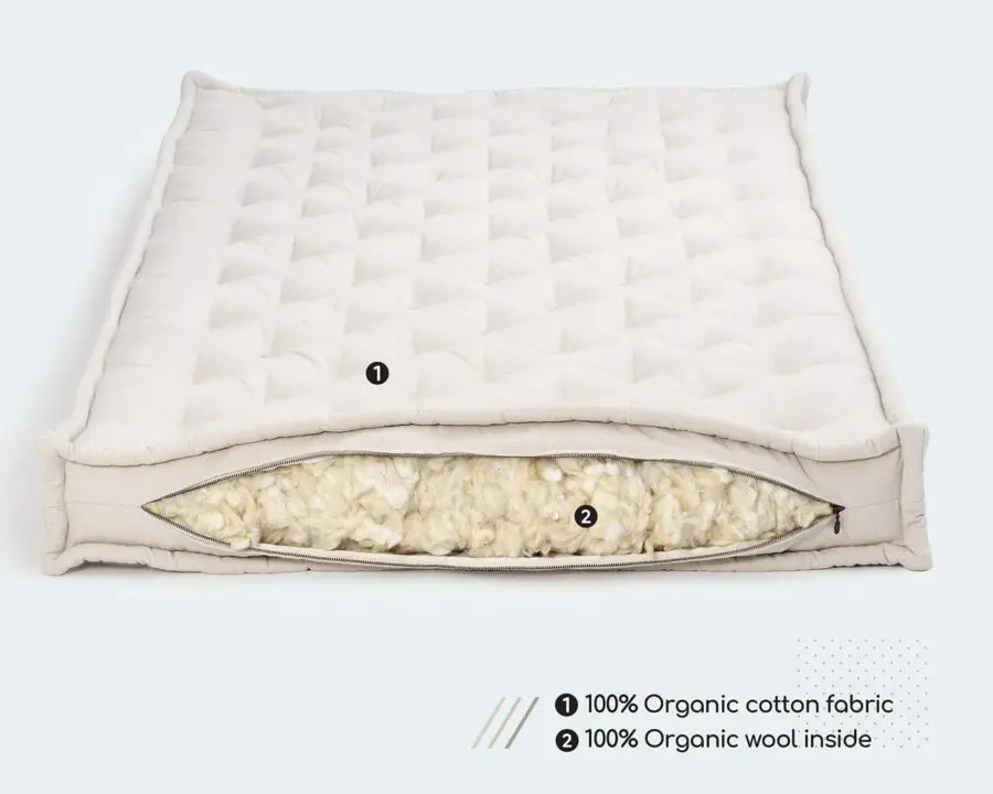 Home of Wool custom wool mattress with organic cotton and organic wool filling