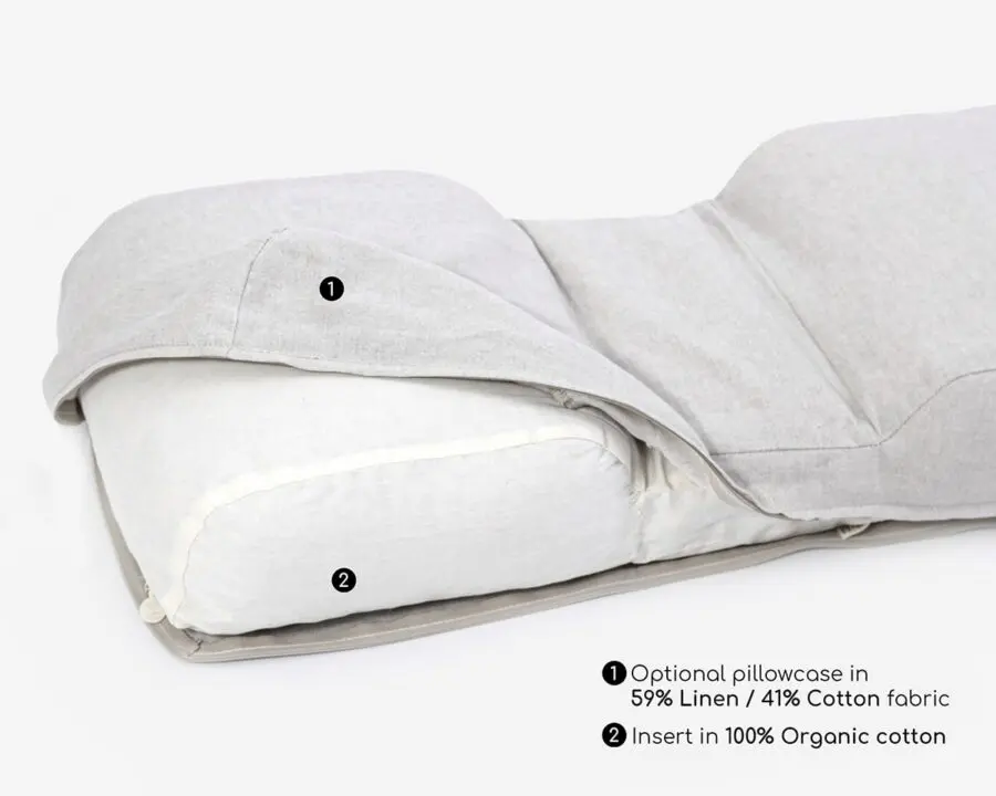 back and side sleeper pillow with 59% linen 41% cotton