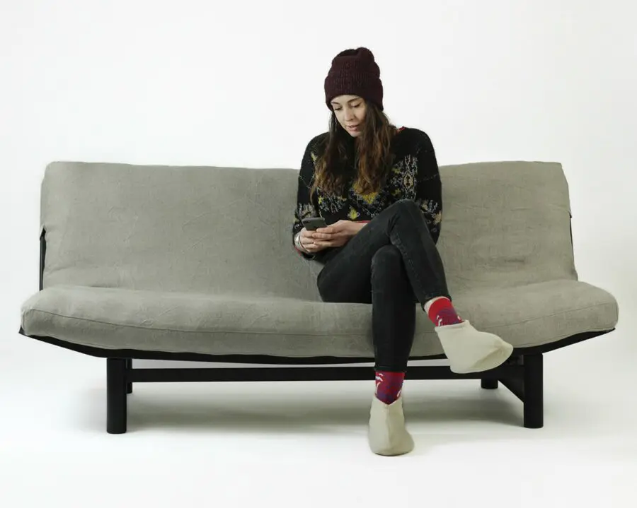 Materasso futon Home of Wool con rivestimento in lino di peso medio con modello