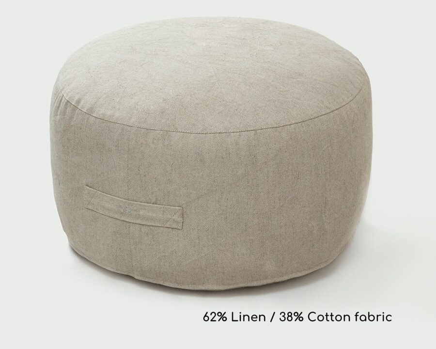 rond ottoman with flat sides in 62% linen 38% cotton cover