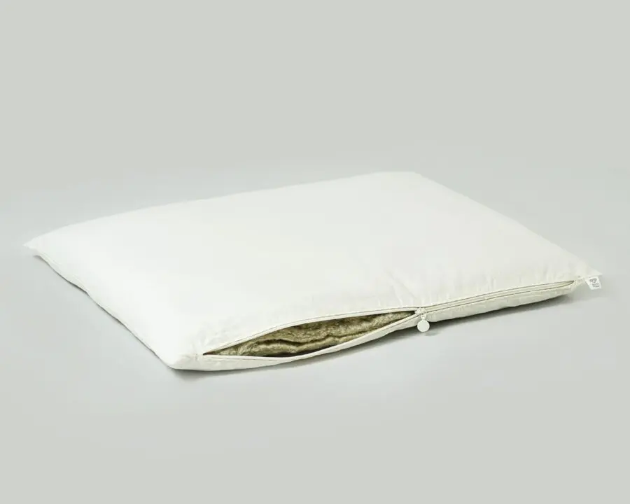 Home of Wool low profile wool pillow with open zipper