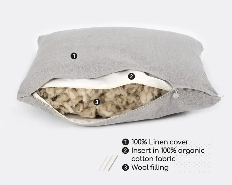 Home of Wool travel pillow - features