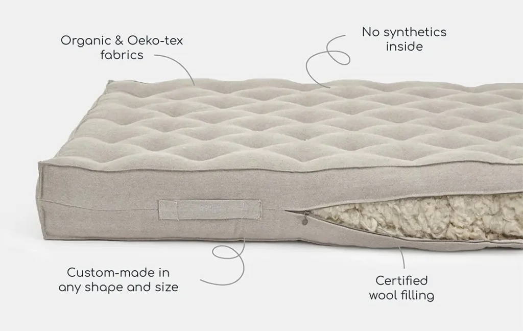 unzipped home of wool mattress