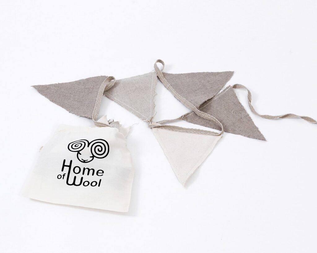 hjem af uld børn festlige flag med taske