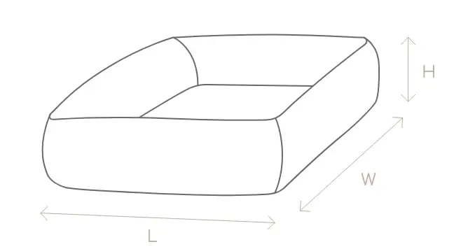 schéma des dimensions du lit pour chien