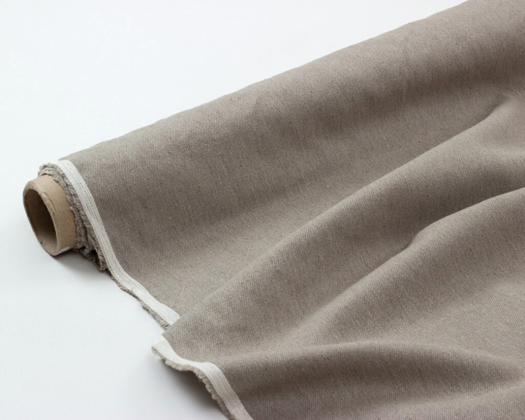 100% linen fabric unfolding with folds