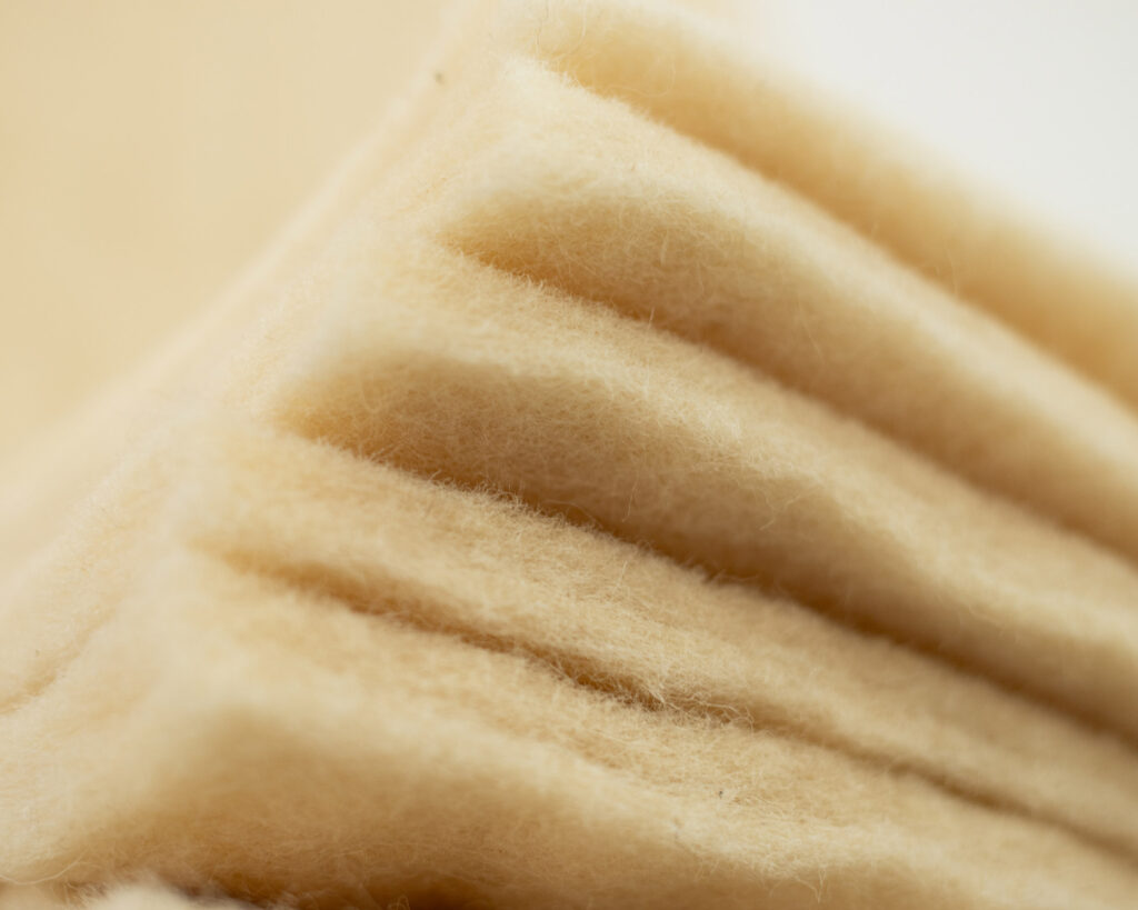 wool batting samples close up