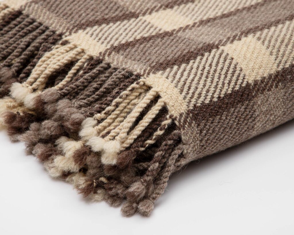 karierte Wolldecke Nahaufnahme mit Fransen