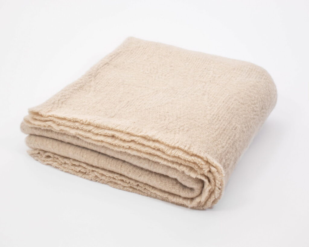 wool heavy blanket folded profile view