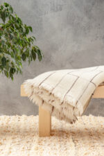 heritage wool blanket on a bench