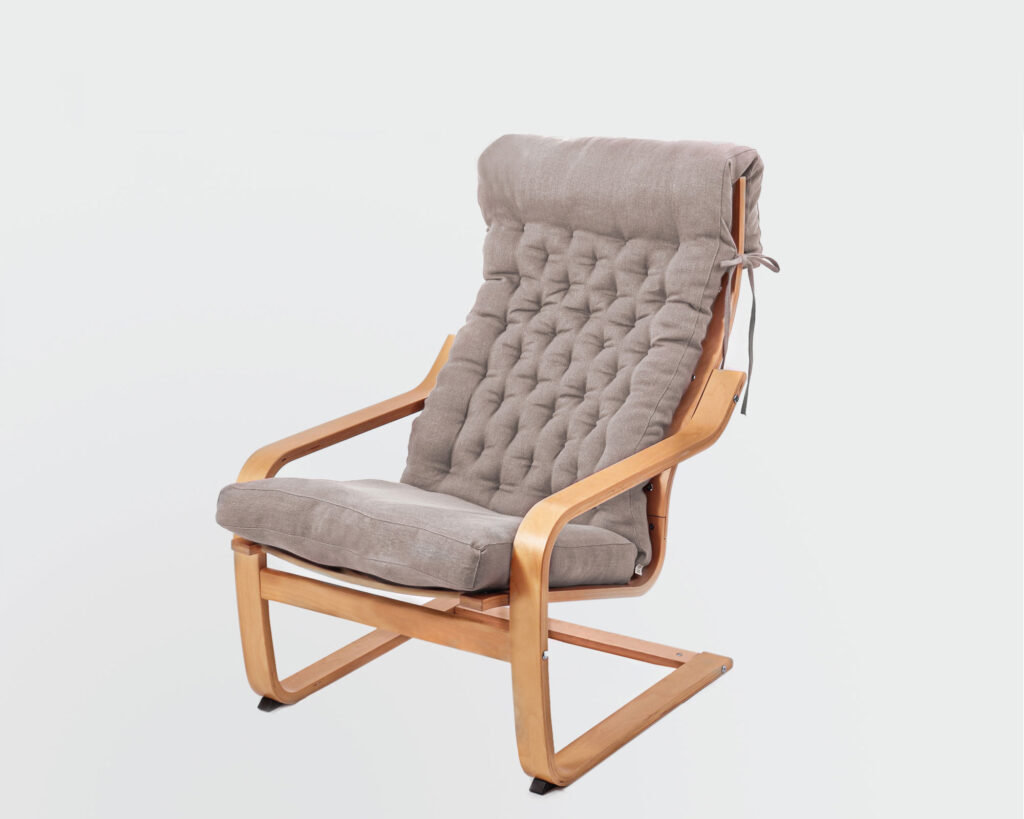 wool rocking chair cushion on a poang chair