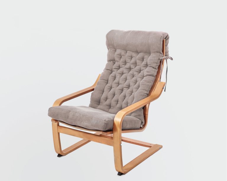 wool rocking chair cushion on a poang chair
